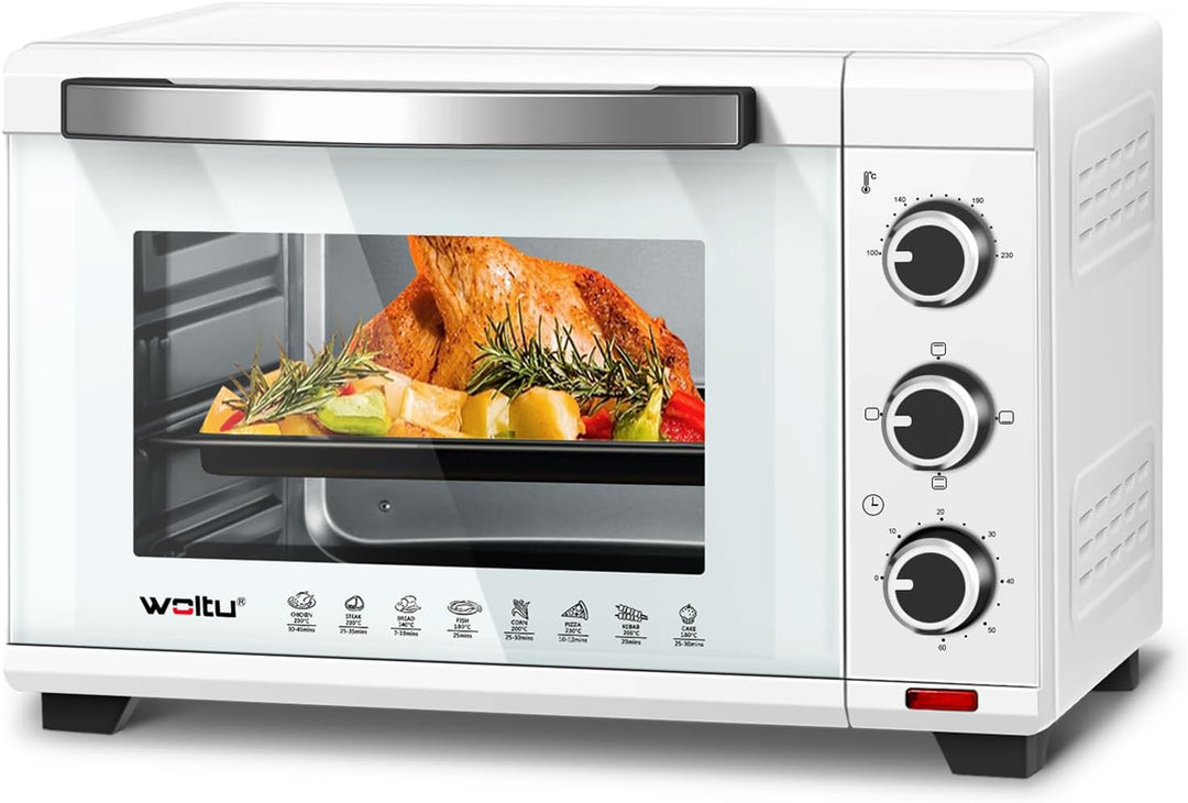 WOLTU Mini Backofen 25 Liter, 1400 Watt Toasterofen | Pizzaofen | Krümelblech mit Timer Minibackofen