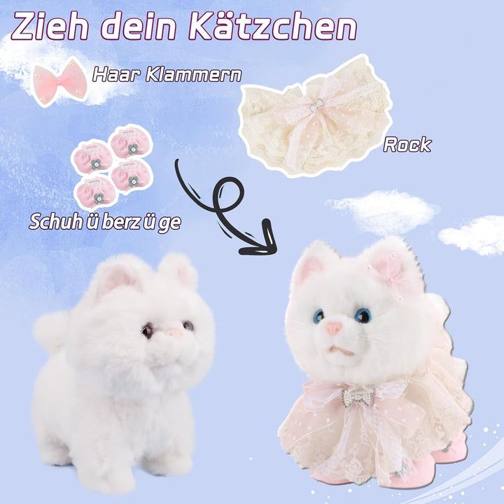 Interaktives Spielzeug Kinder, Walking Plüsch Spielzeug Katze mit Fernbedienung Leine, Realistische
