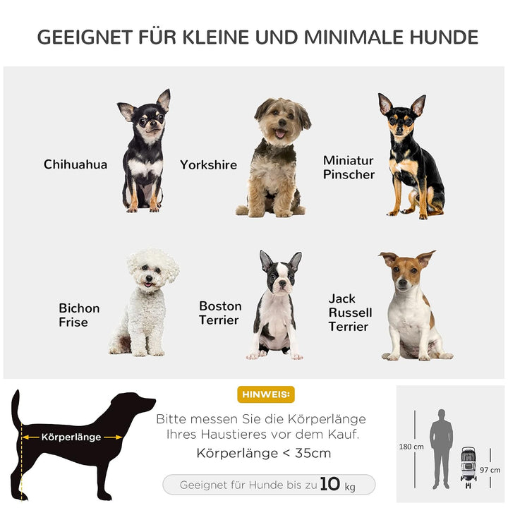 PawHut Hundewagen Hundebuggy Buggy Hunde Katzen Pet Stroller Hunde Buggy Grau grau 75L x 45B x 97H c
