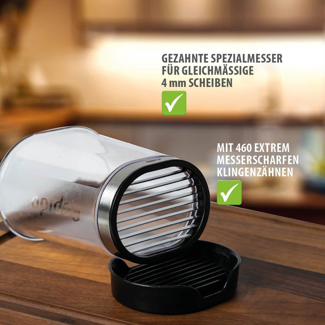 GEFU Scheibenschneider RAPIDO - Profi Schneidebecher für schnelles und sicheres Schneiden von Obst,