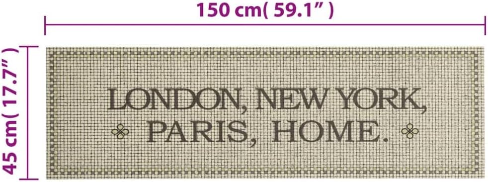 vidaXL Küchenteppich Waschbar Hauptstädte Home 45x150 cm Samt 45 x 150 cm (Rechteckig) Capital Home,