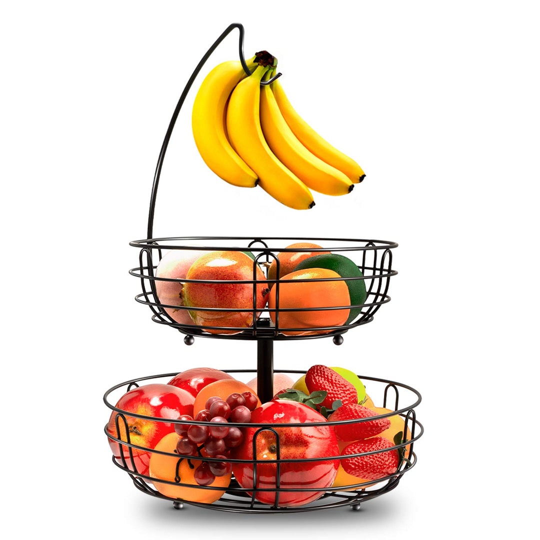 Huahong Tier-Obstkorb aus Metalldraht – mit Bananenhalter, moderne Obstschale, Gemüsekorb, stehender