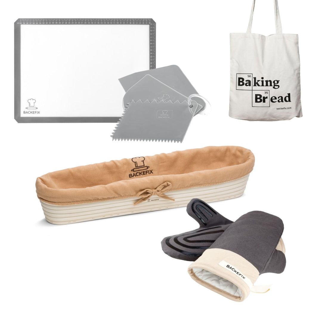 Backefix Baguette Set - die perfekte Grundausstattung zum Brot backen - Geschenk Set (Silikon Backma