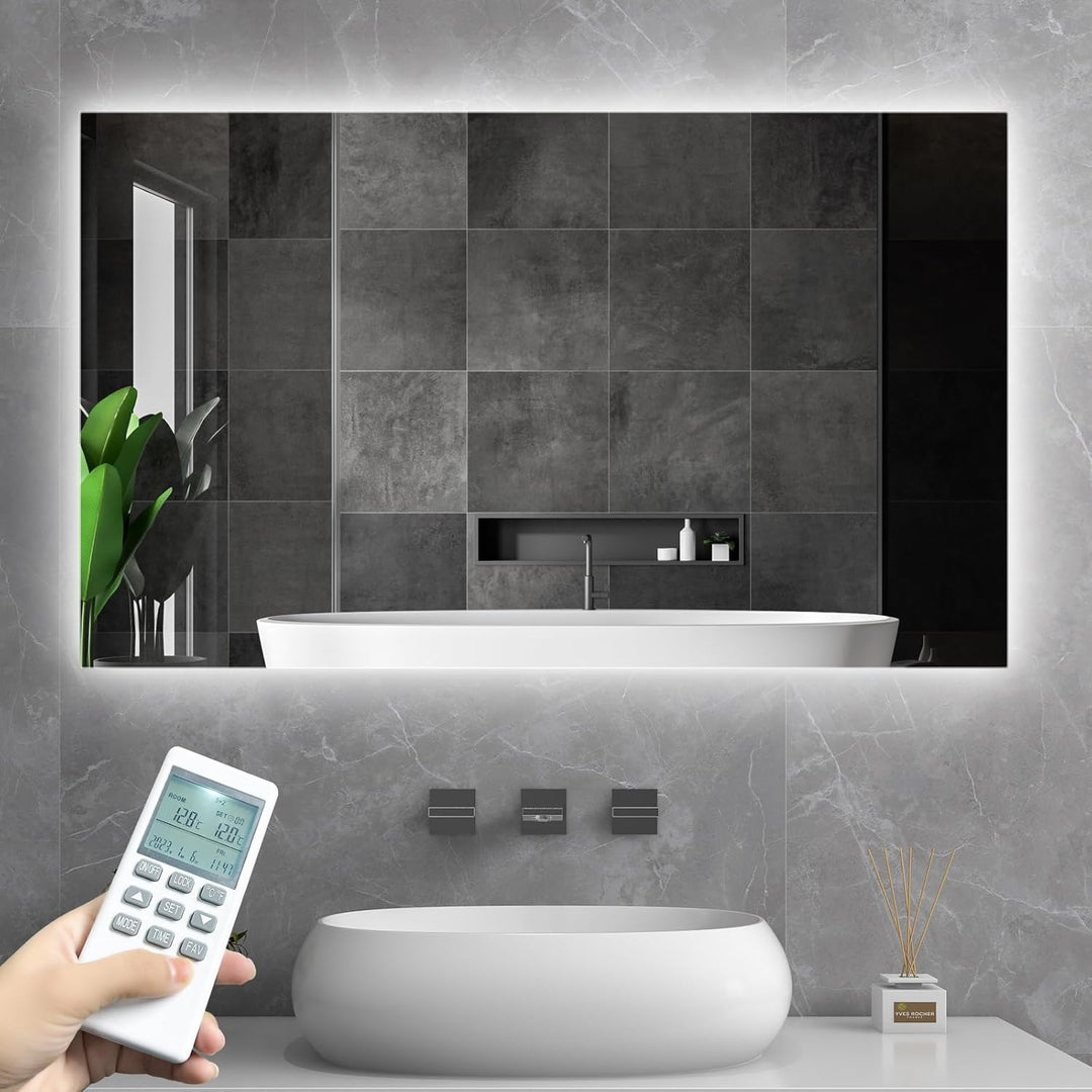 Infrarotheizung Spiegel mit Thermostat 580 Watt - Spiegelheizung Infrarot mit LED Beleuchtung Licht