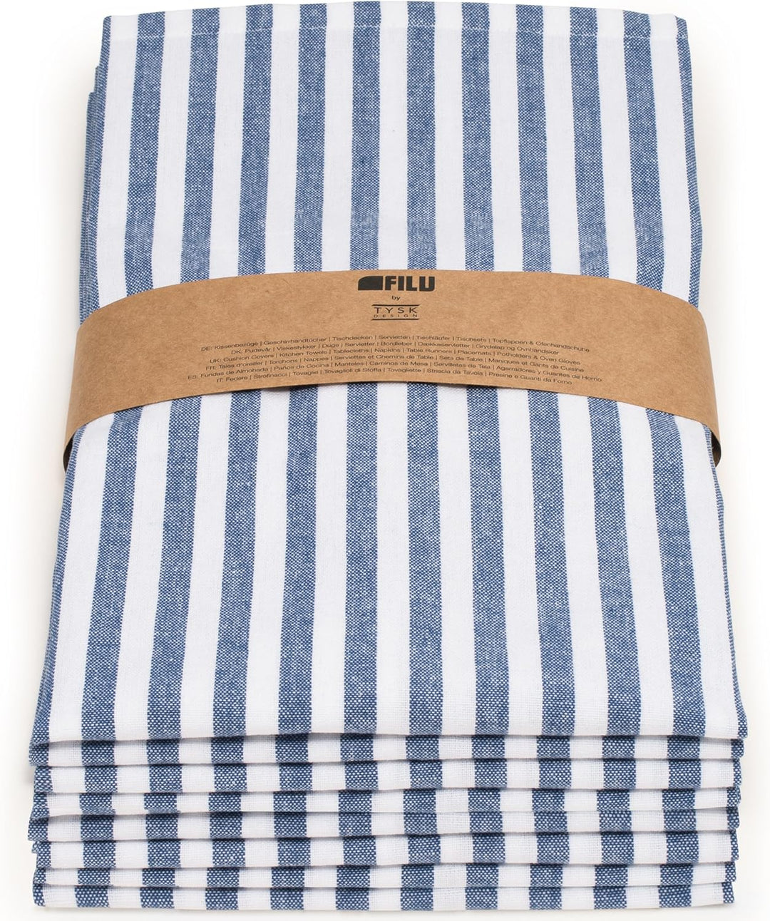 FILU Geschirrhandtücher 8er Pack Dunkelblau / Weiss gestreift (Farbe und Design wählbar) 45 x 70 cm