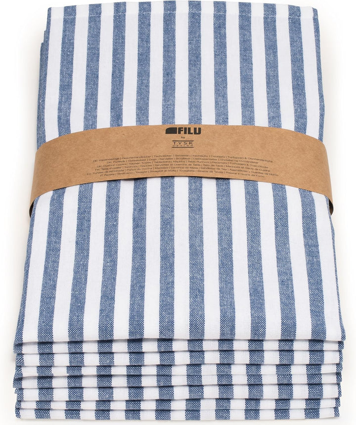 FILU Geschirrhandtücher 8er Pack Dunkelblau / Weiss gestreift (Farbe und Design wählbar) 45 x 70 cm