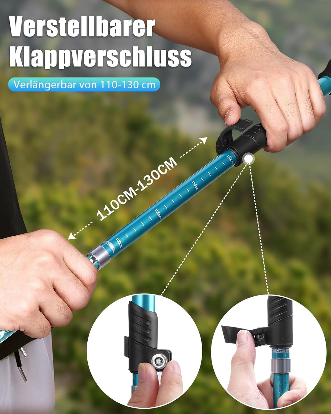 COVACURE Wanderstöcke Nordic Walking Stöcke - 110-130 cm / 100-120 cm Faltbar, Verstellbar, Teleskop