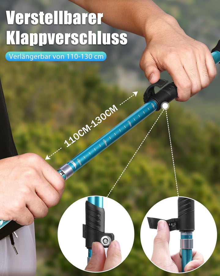 COVACURE Wanderstöcke Nordic Walking Stöcke - 110-130 cm / 100-120 cm Faltbar, Verstellbar, Teleskop