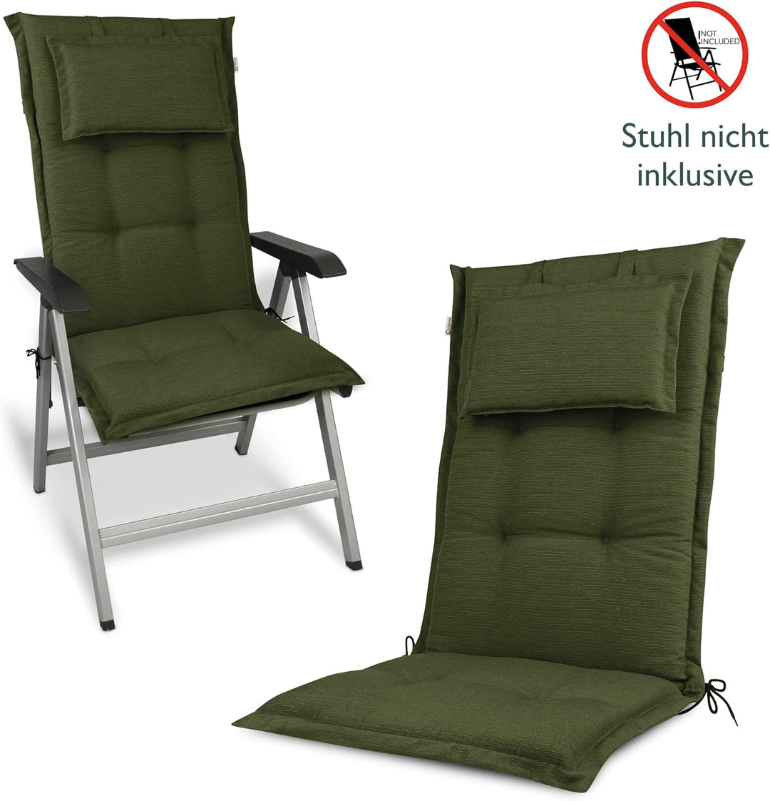 Beautissu 2er Set Premium Gartenstuhlauflage Hochlehner 120x50x7cm Dicke Polster Gartenstuhlauflage