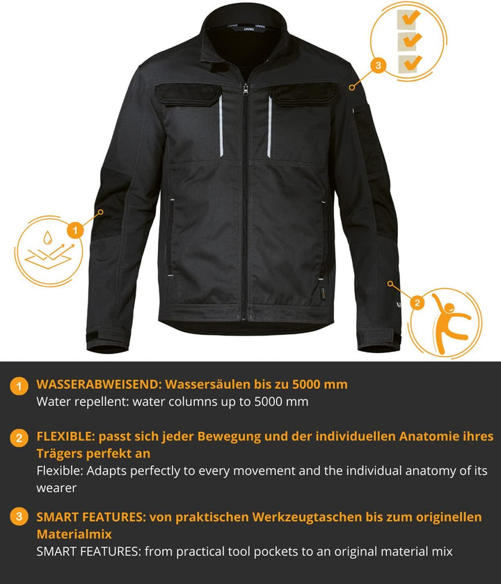 Uvex Tune-up Softshell-Arbeitsjacke für Herren - atmungsaktiv & wasserabweisend S Schwarz, S Schwarz