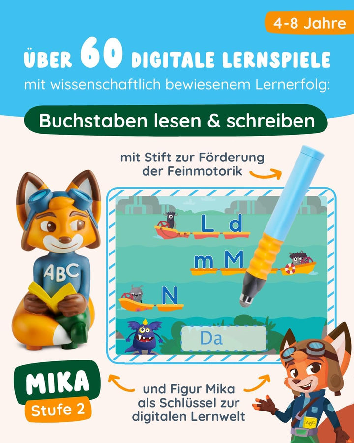 Edurino Starterset Mika ABC: Die Buchstaben Lesen &amp; Schreiben ab 4 - Stufe 2 inkl. Eingabestift | Gr