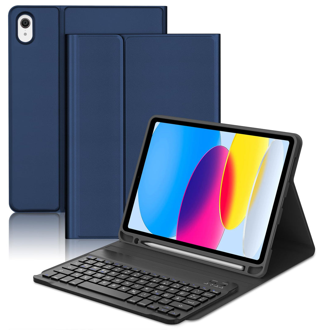 Hülle mit Tastatur für iPad 11/10 Generation (2025/2022, 11/10,9") – Bluetooth 5.0 Keyboard, QWERTZ