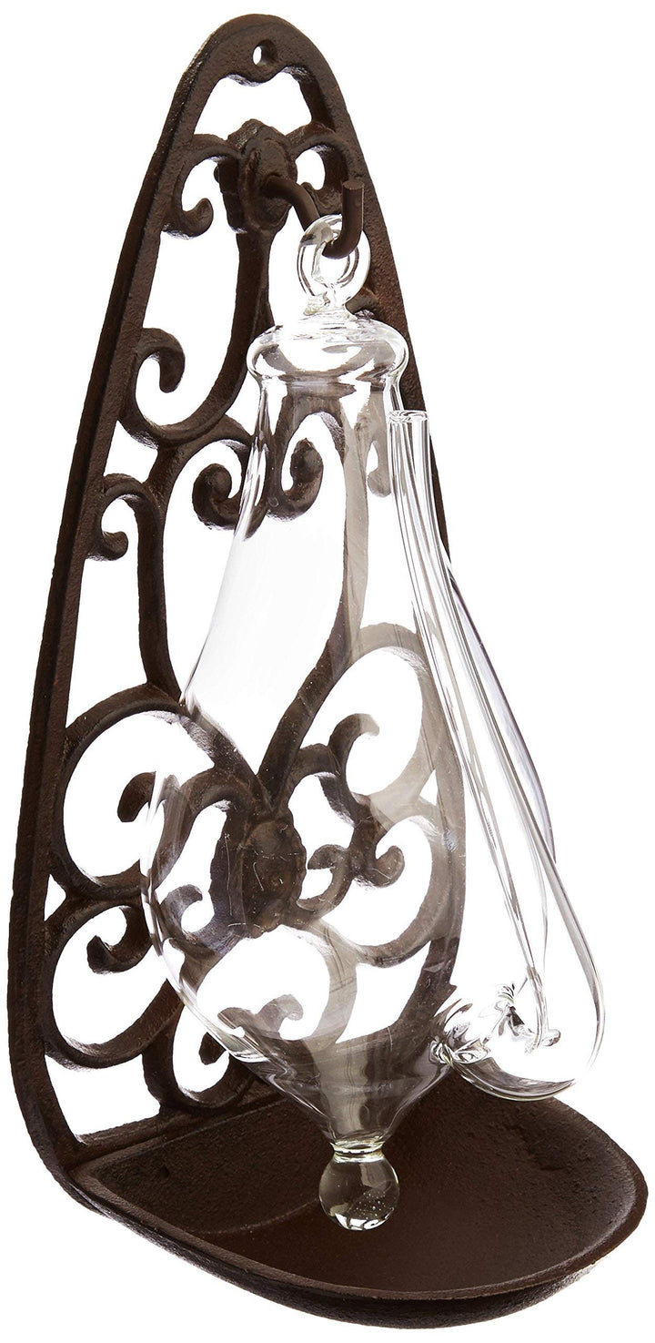Esschert Gusseisenhalterung Glasbarometer, transpartent, 13,9 x 12 x 27,7 cm Single, Single