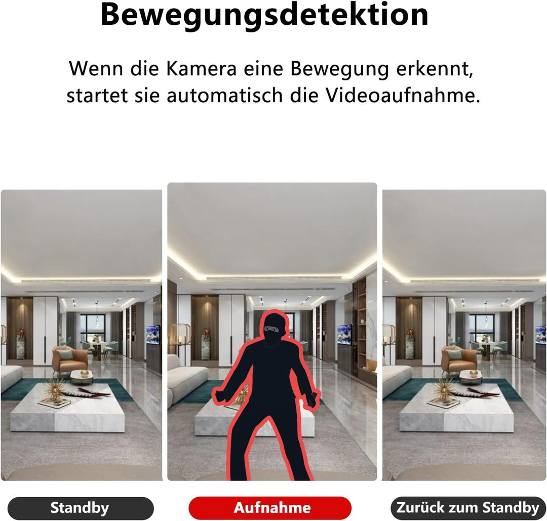 Mini Kamera - HD 1080P, Mini-Kamera, Überwachungskamera, Kamera Überwachung Aussen Innen - Bewegungs