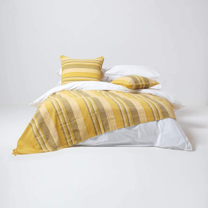 Homescapes extra grosse Tagesdecke Morocco, gelb, Sofa-Überwurf aus 100% Baumwolle, weiche Wohndecke