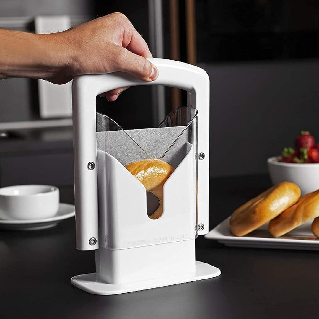 Focket Bagelschneider, Guillotine Bagelschneider mit Schutzschild für Bagels, Muffins und Brötchen,