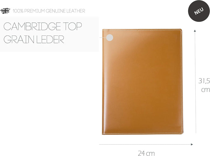 DELMON VARONE - Personalisierbare Schreibmappe DIN A4 aus Cambridge Top Grain Leder braun, Organizer