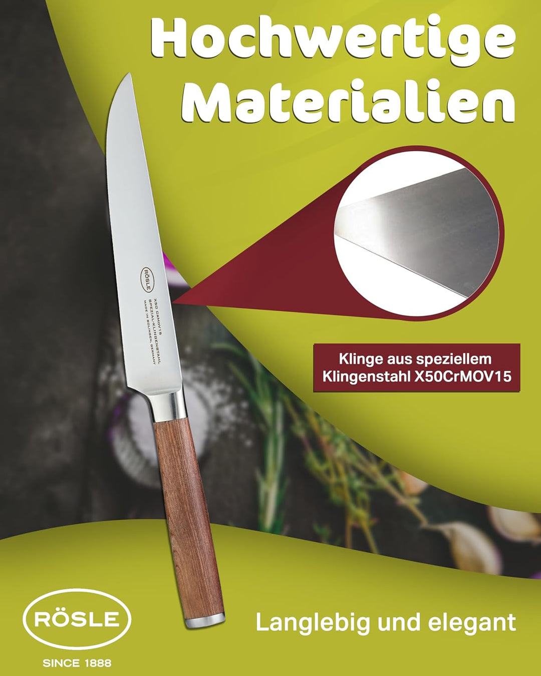 RÖSLE Fleischmesser Masterclass, Hochwertiges Küchenmesser zum Schneiden aller Arten von Fleisch, Tr
