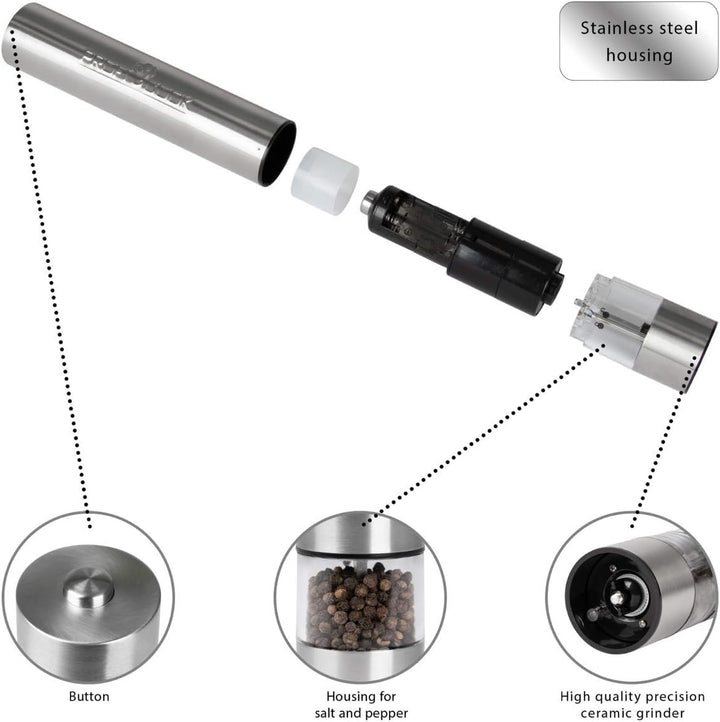 ProfiCook® Elektrische Pfeffer-und Salzmühle, inkl. Licht für eine optimale Dosierung, hochwertiges