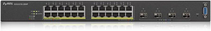 Zyxel 24-Port Gigabit Layer 2 Managed Switch mit PoE+ mit 375 Watt max., 4x 10G [XGS2210-28HP], XGS2