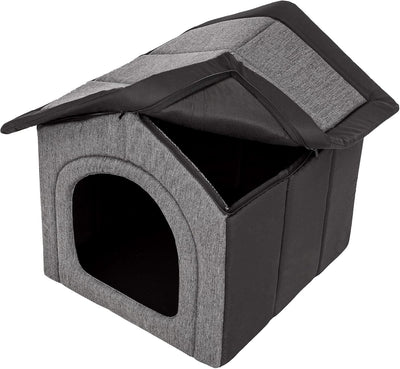 PillowPrim Hundehütte Hundehöhle Hundebett Hundehaus Katzenhöhle mittle L - 52x46 cm Graphit mit Sch