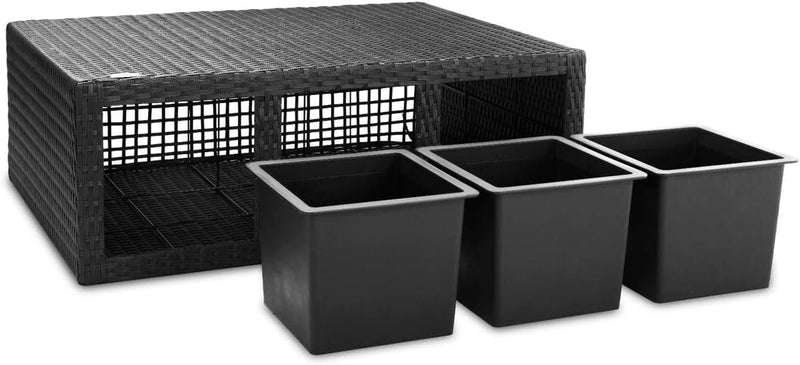 Casaria® Blumenkasten 3 Innentöpfe Polyrattan Herausnehmbar Wasserablauf Outdoor Rechteckig Pflanzka