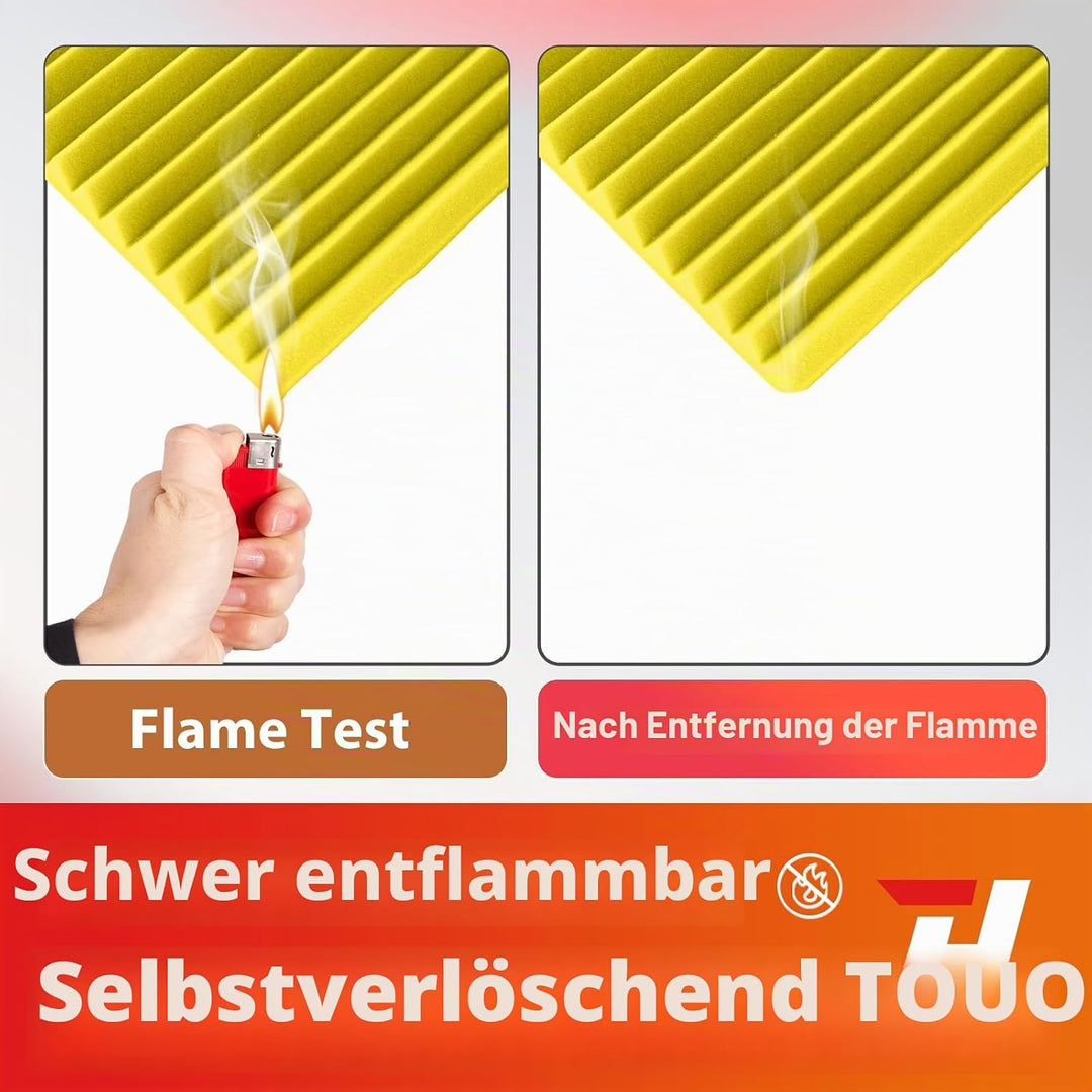 Akustikplatten, schalldichte Schaumstoffplatten für die Wand, 30,5 x 30,5 x 2,5 cm, schwer entflammb
