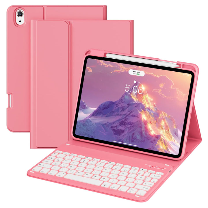 Hülle mit Tastatur für iPad A16 11 Generation 2025/10 Generation 2022 (11/10.9 Zoll) 7 Farben Beleuc