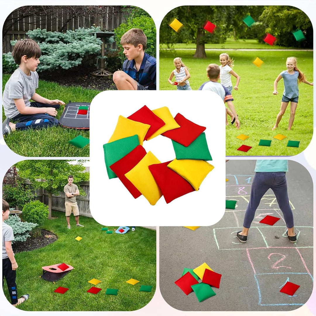 12 Stück Cornhole Säckchen, 10x10cm Cornhole Bean Bags, Wurfsäckchen, Nylon Sitzsäcke Werfen für Out