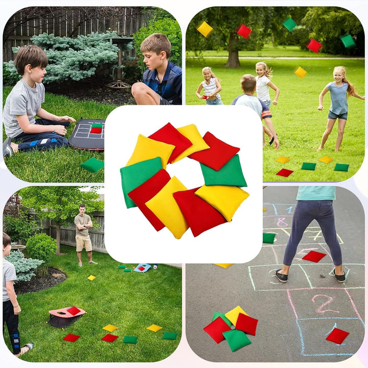 12 Stück Cornhole Säckchen, 10x10cm Cornhole Bean Bags, Wurfsäckchen, Nylon Sitzsäcke Werfen für Out