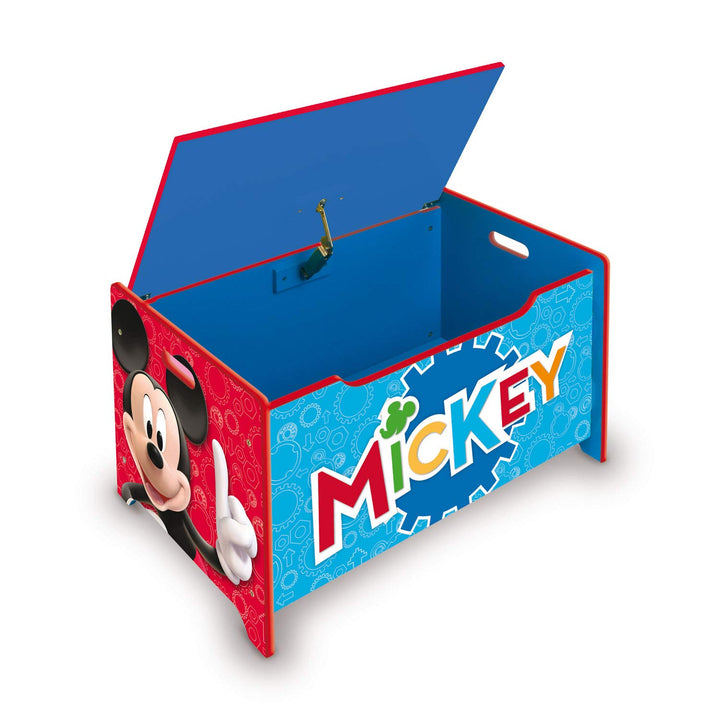 Disney Nixy Children Spielzeugkiste mit Bank aus Holz, Mickey Mouse