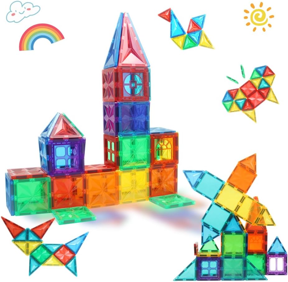 CONDIS Magnetische Bausteine 60 Teile, Magnetspielzeug Magnetbausteine Magnet Spielzeug Magnetspiele