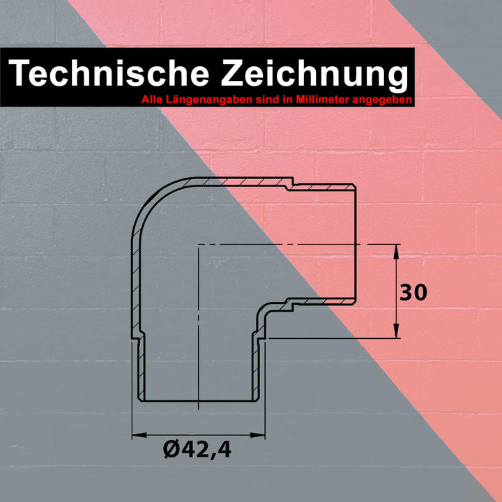 PRIOstahl Rundbogen Rohrbogen Rohrverbinder Steckfitting Eckverbinder Rund 90 Grad - 2 Stück Ø 42,4