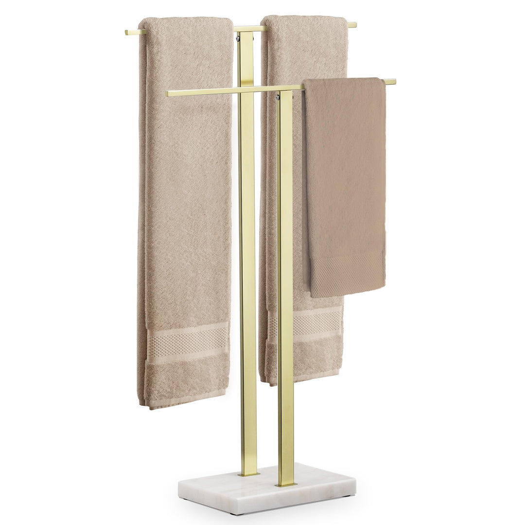 KES Handtuchhalter Stehend Gold Handtuchständer Freistehend Zweiarmig Badetuchhalter Edelstahl SUS30