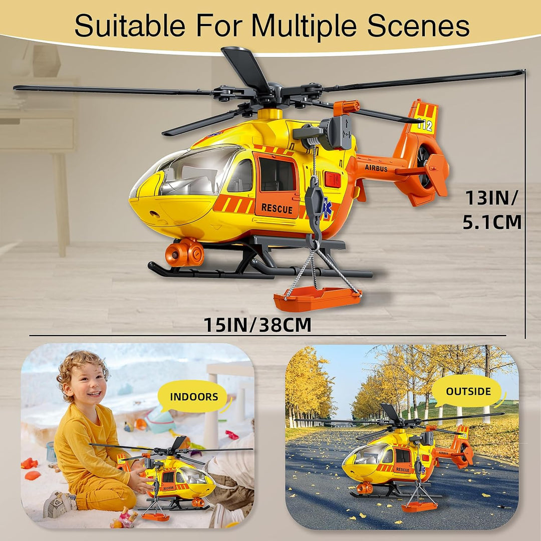 Grünes Militärspielzeug mit grossem Hubschrauber, Armeespielzeug mit Lichtern und Geräuschen, Geburt