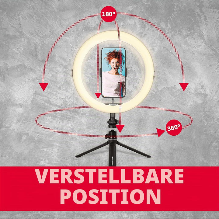 AgfaPhoto Ringlicht Realiview ARL11-11-Zoll-LED Ring Licht mit Stativ - Das perfekte Ring Light für