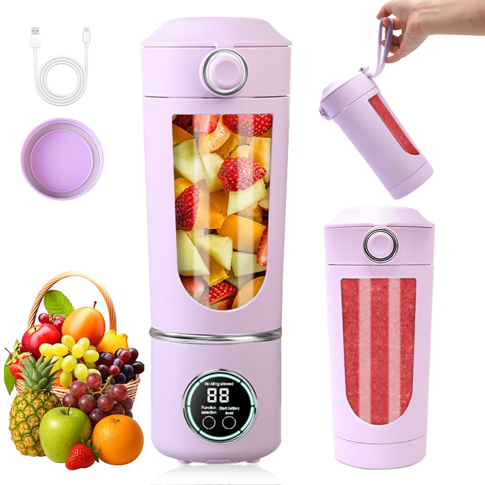 Tragbarer Mixer, 700 ml kleiner Smoothie Mixer, Mini-Standmixer mit 12 Edelstahlklingen und Digitala