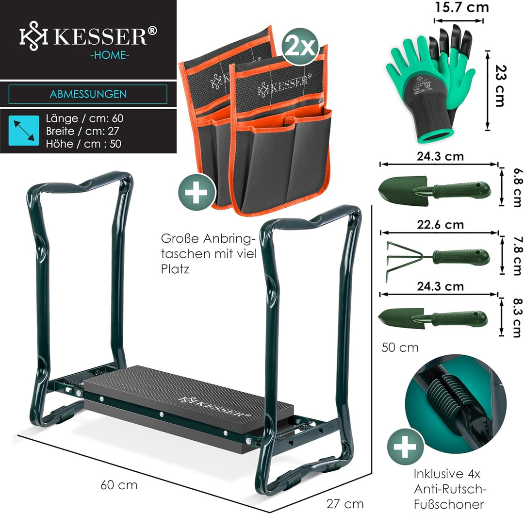 KESSER® 2 in 1 XXL Kniebank für Gartenarbeit Gepolstert Sitzunterlage Eva-Schaumkissen Gartenhocker
