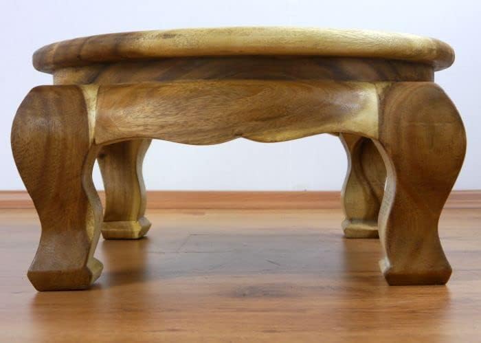 livasia Runder Opiumtisch, Beistelltisch, Massivholztisch, Nachttisch, Podest Natur 50cm, Natur 50cm