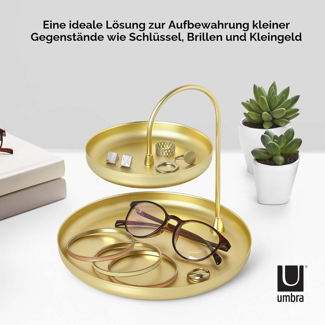 Umbra Poise Schmuckaufbewahrung – Elegante Doppelstöckige Ablage für Schmuck, Uhren, Accessoires, Br