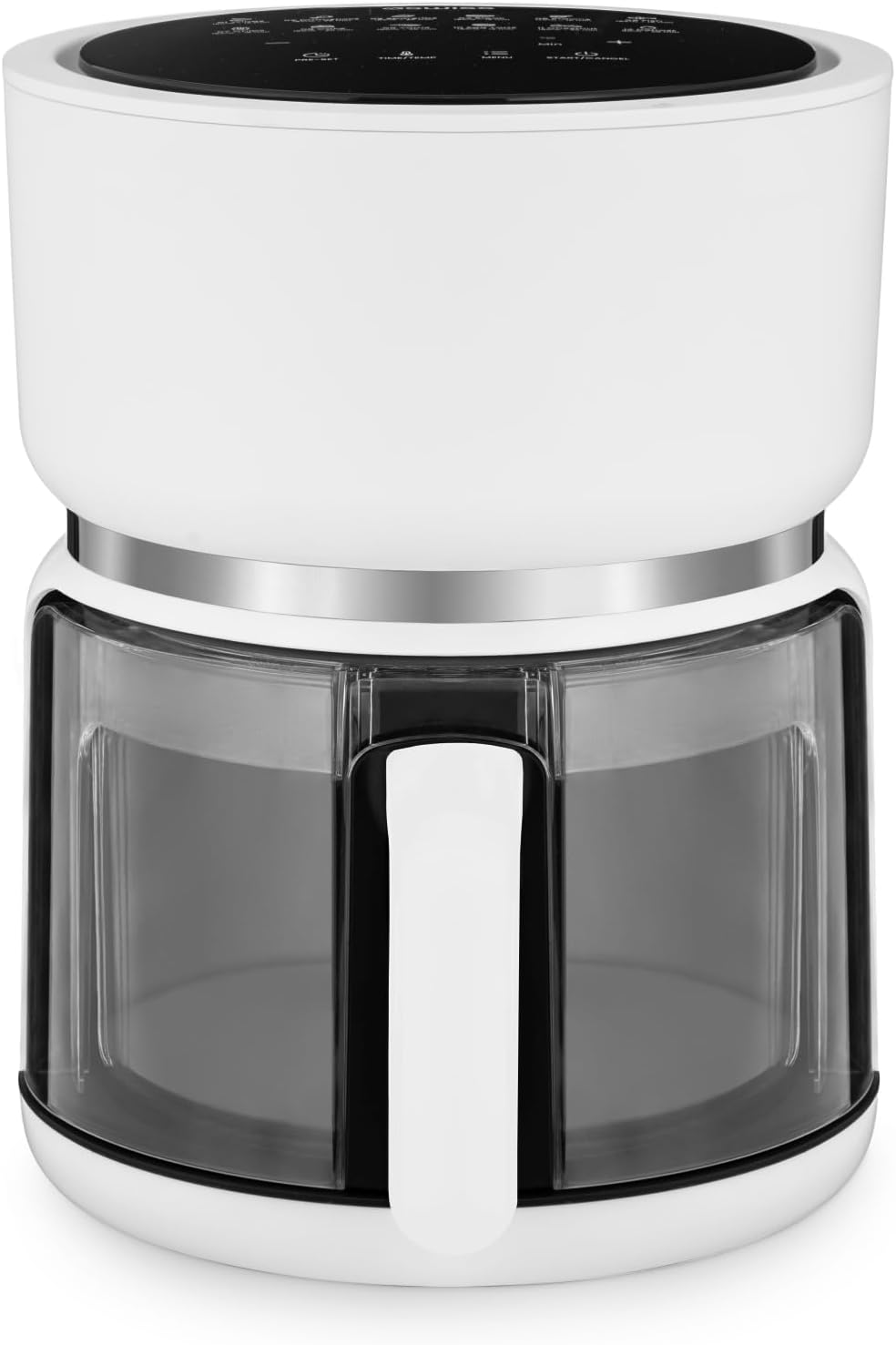 4SWISS Pure Glass – Fettfreie Heissluftfritteuse mit Glasschublade, Top Hygiene System, 12 Programme