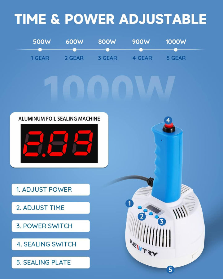 NEWTRY 20-100mm Elektromagnetische Induktionsdichtungsmaschine, tragbare Aluminiumfolie-Dichtungsmas
