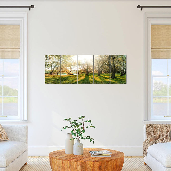Runa Art Bild Wald Landschaft Wandbilder auf Vlies Leinwand 5 Teilig Wanddekoration Schlafzimmer Woh