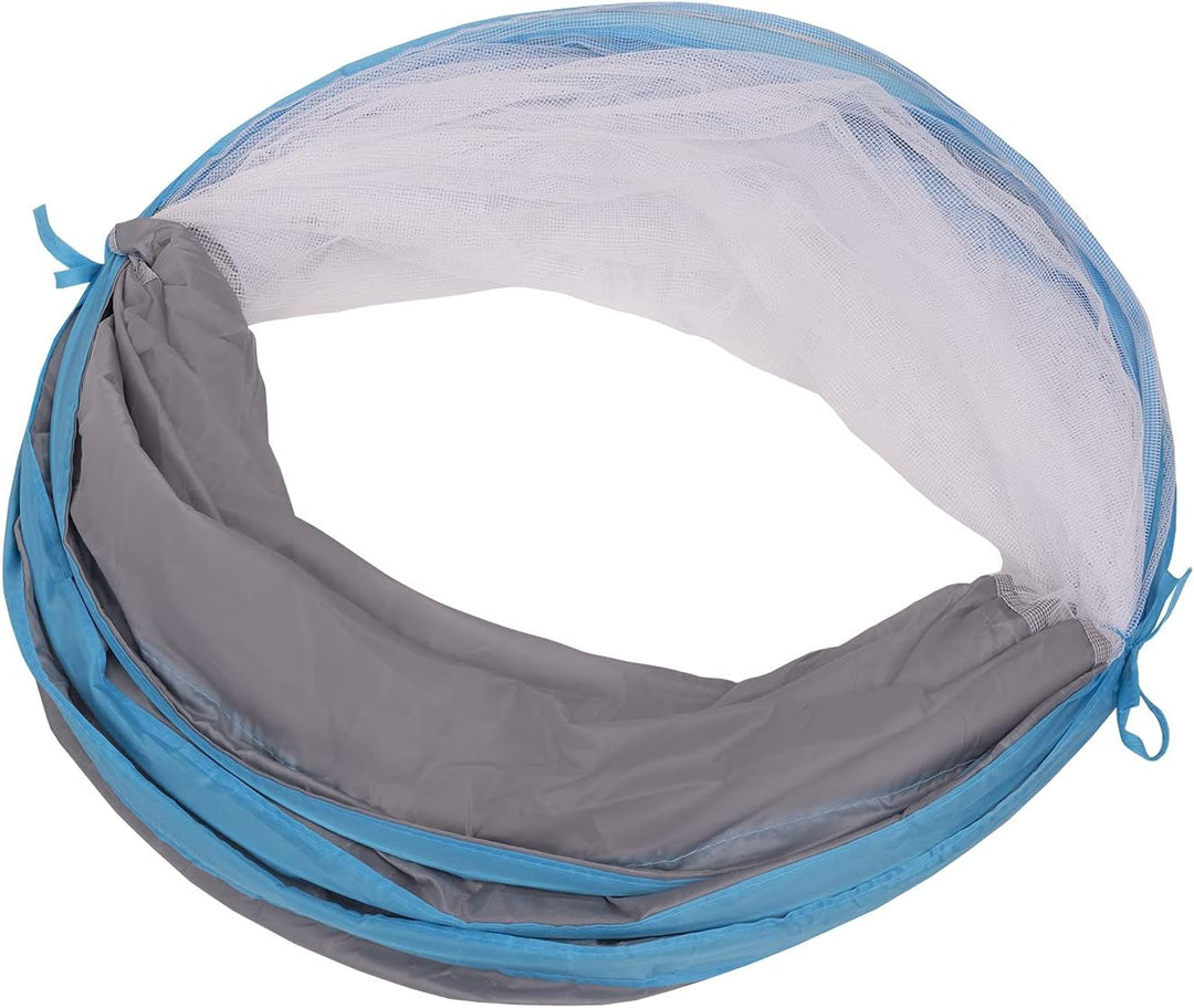 Selonis Pop-Up Tunnel Mit 200 Bälle Für Kinder Krabbel Spieltunnel, Grau-Blau:Babyblau/Blau/Perle
