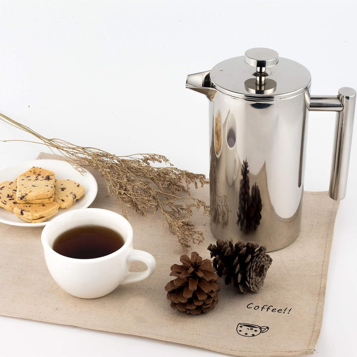 MaxMiuly Kaffeebereiter French Press 0,35 Liter Klein Kaffeezubereiter Doppelwandige Edelstahl Franz