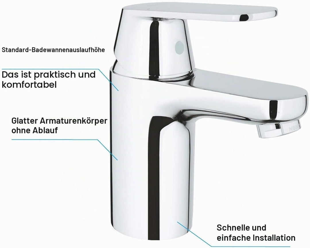 Grohe Eurosmart Cosmopolitan Einhand-Waschtischbatterie, niedriger Auslauf, glatter Körper S Glatter