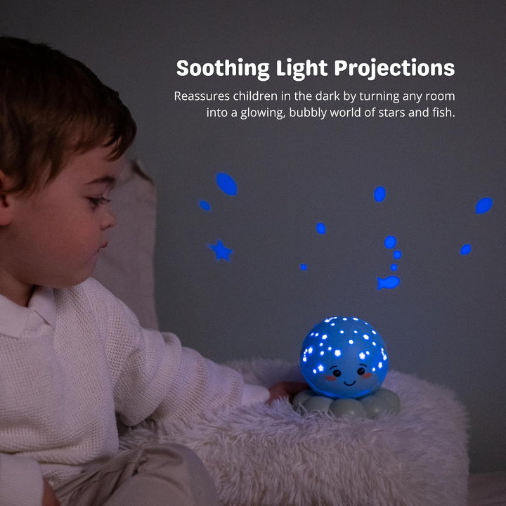 Cloud b Twinkles To Go Octo Pastell Blau – Tragbarer Stern- &amp; Fisch-Nachtlichtprojektor für Kinder –