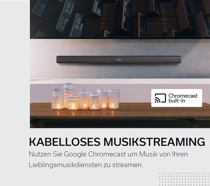 Denon DHT-S416 hochwertige 2.1 TV Soundbar mit kabellosem Subwoofer, Google Chromecast integriert, W