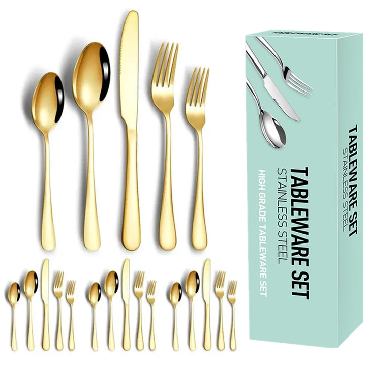 Besteck Set für 4 Personen, 20 teilig Essbesteck Set inkl. Messer, Gabel, Löffel für die Küche zu Ha