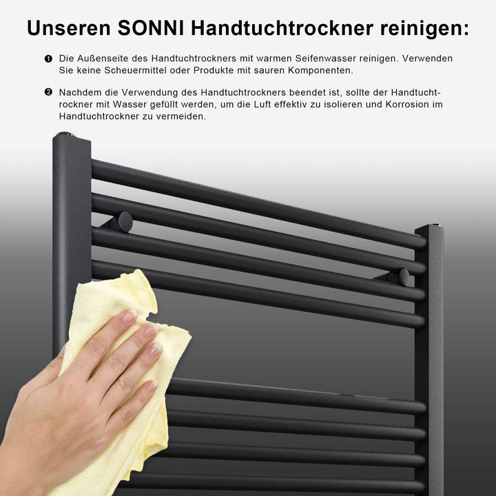 SONNI Handtuchtrockner Heizkörper Bad Mittelanschluss Handtuchwärmer Badheizkörper Anthrazit Gerade